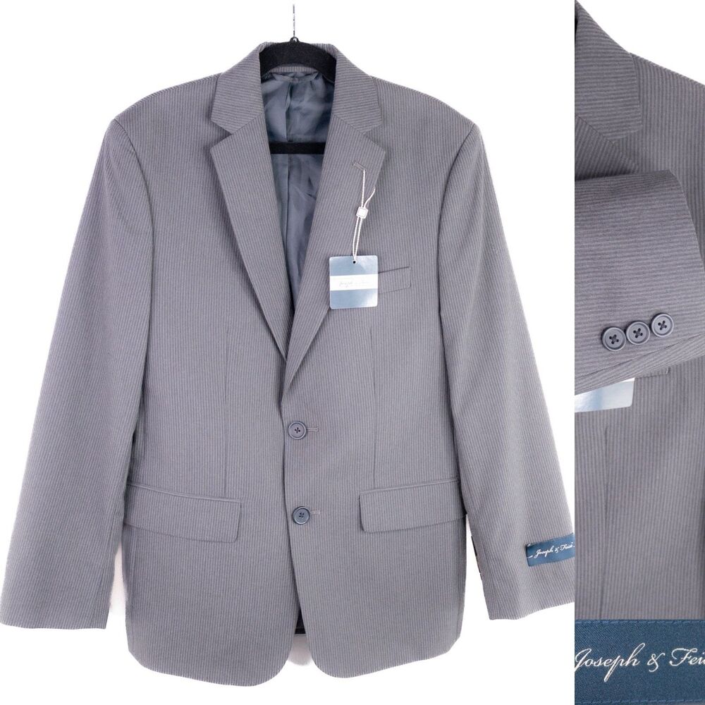 Joseph & Feiss Suit Gray Striped Jacket Blazer Sz Boys 14